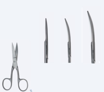 Ножиці, хірургічні, для нігтів, гострокінцеві, вигнуті, загальна довжина 110 мм, 4 1/4"